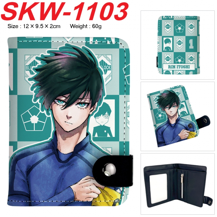 BLUE LOCK Anime vertical button folding wallet 12X9.5X2CM 60g