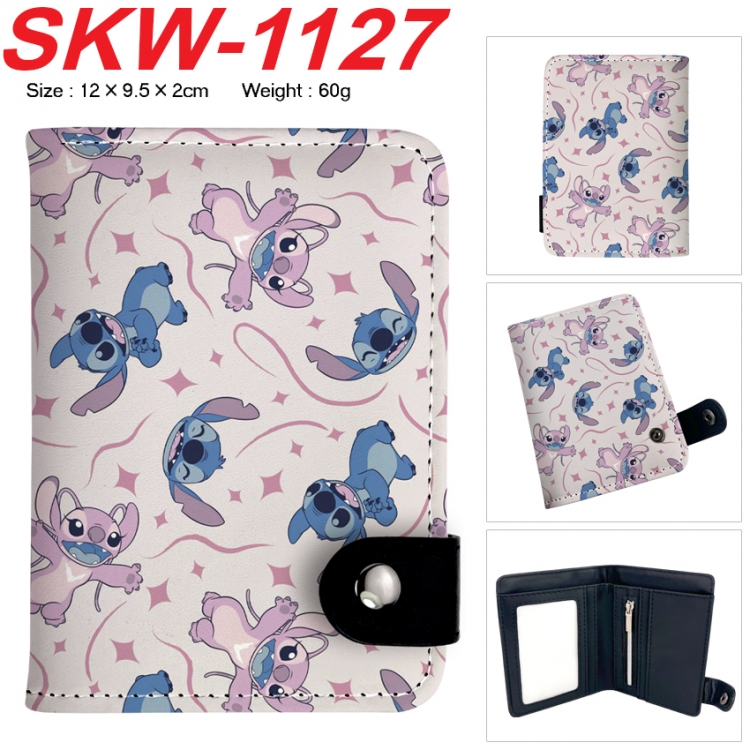 Lilo & Stitch Anime vertical button folding wallet 12X9.5X2CM 60g