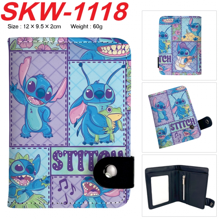Lilo & Stitch Anime vertical button folding wallet 12X9.5X2CM 60g