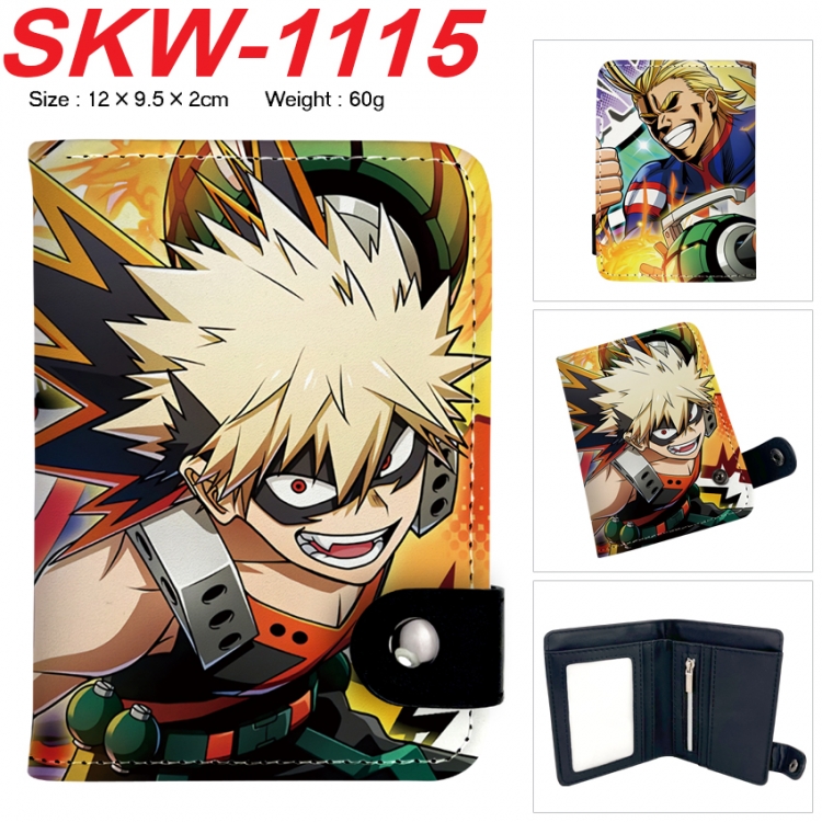My Hero Academia Anime vertical button folding wallet 12X9.5X2CM 60g
