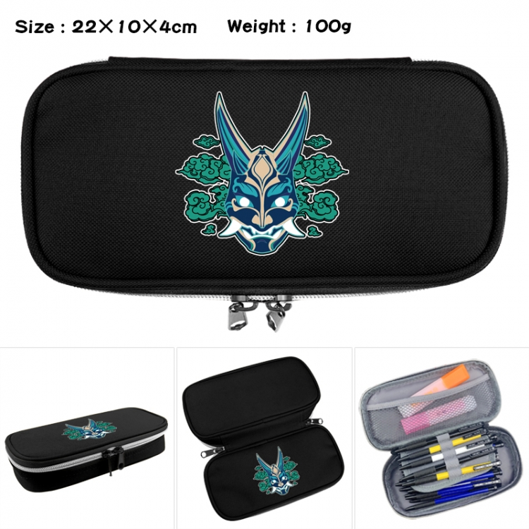 Genshin Impact Anime Waterproof canvas zipper clamshell pencil case pencil case 22x10x4cm