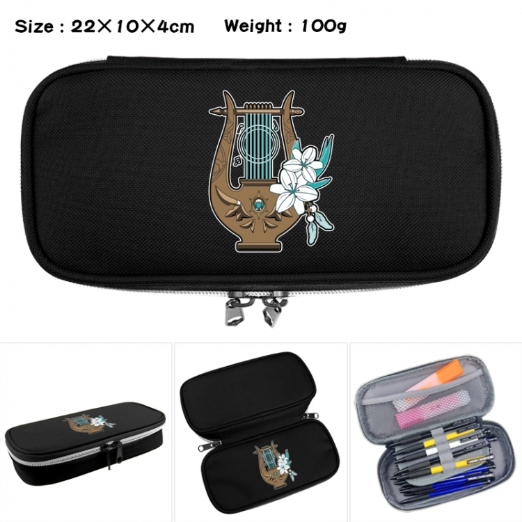 Genshin Impact Anime Waterproof canvas zipper clamshell pencil case pencil case 22x10x4cm