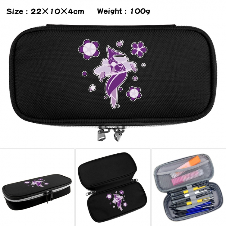 Genshin Impact Anime Waterproof canvas zipper clamshell pencil case pencil case 22x10x4cm