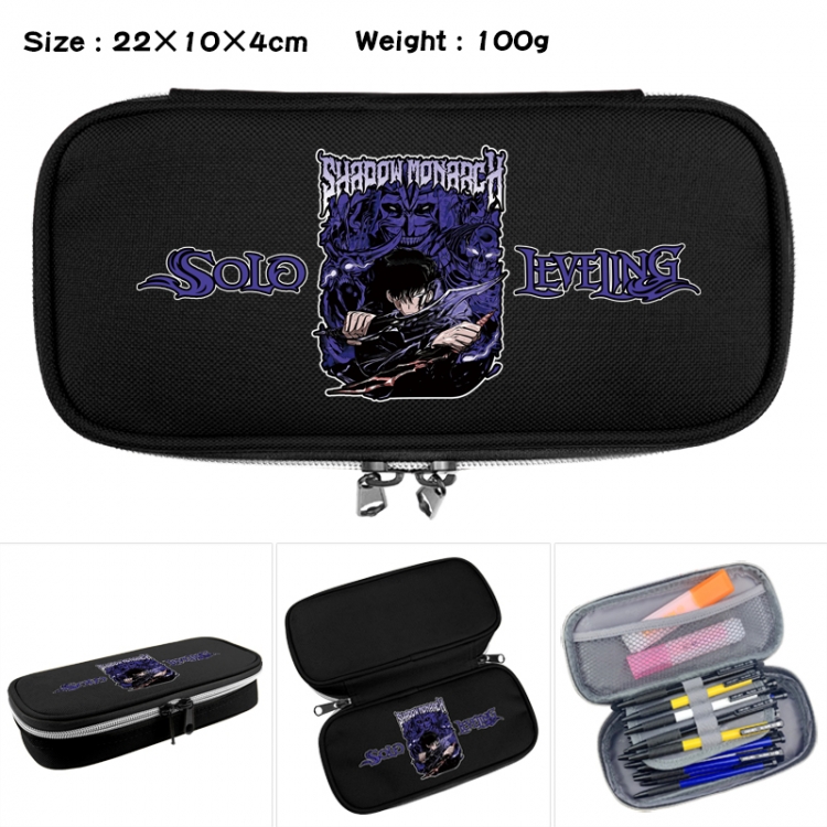 Solo Leveling:Arise Anime Waterproof canvas zipper clamshell pencil case pencil case 22x10x4cm