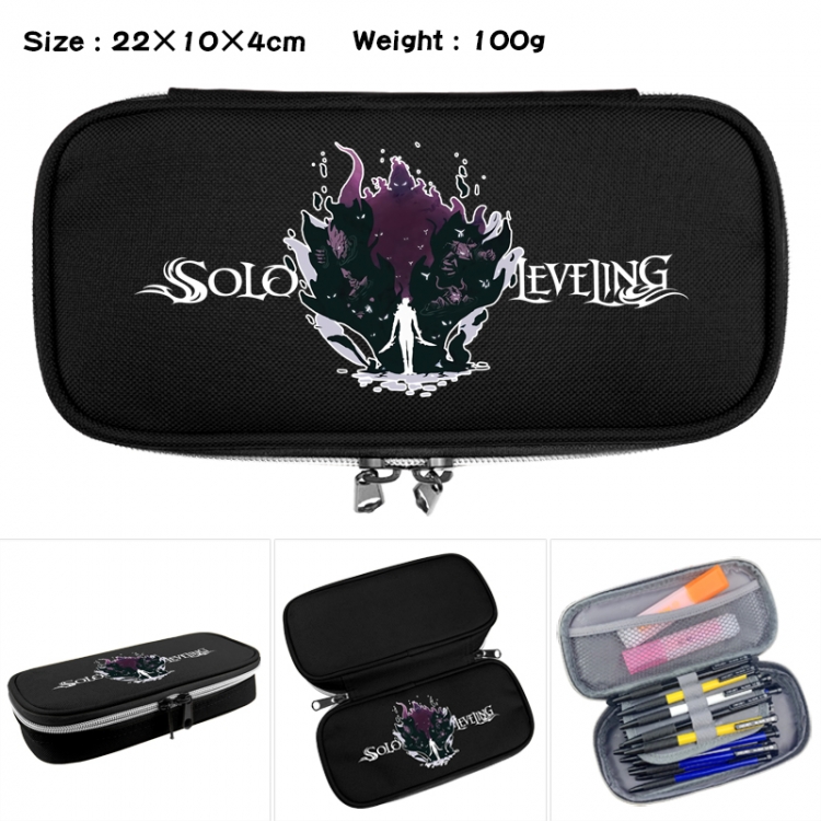 Solo Leveling:Arise Anime Waterproof canvas zipper clamshell pencil case pencil case 22x10x4cm