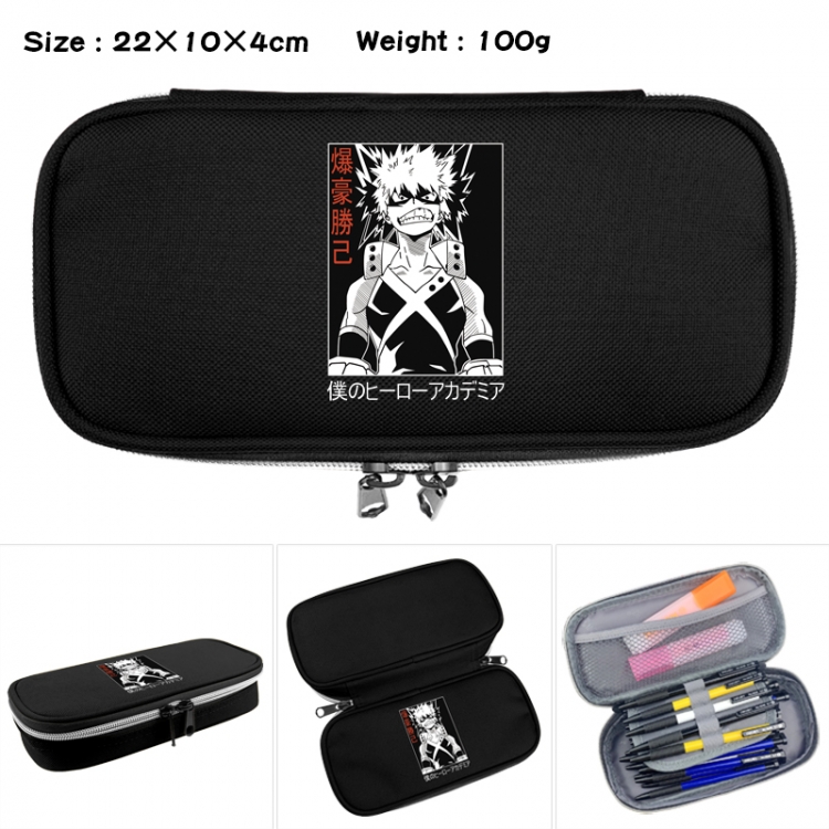 My Hero Academia Anime Waterproof canvas zipper clamshell pencil case pencil case 22x10x4cm