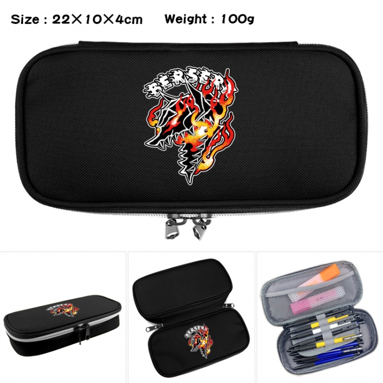 Berserk Anime Waterproof canvas zipper clamshell pencil case pencil case 22x10x4cm