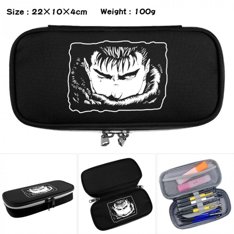 Berserk Anime Waterproof canvas zipper clamshell pencil case pencil case 22x10x4cm