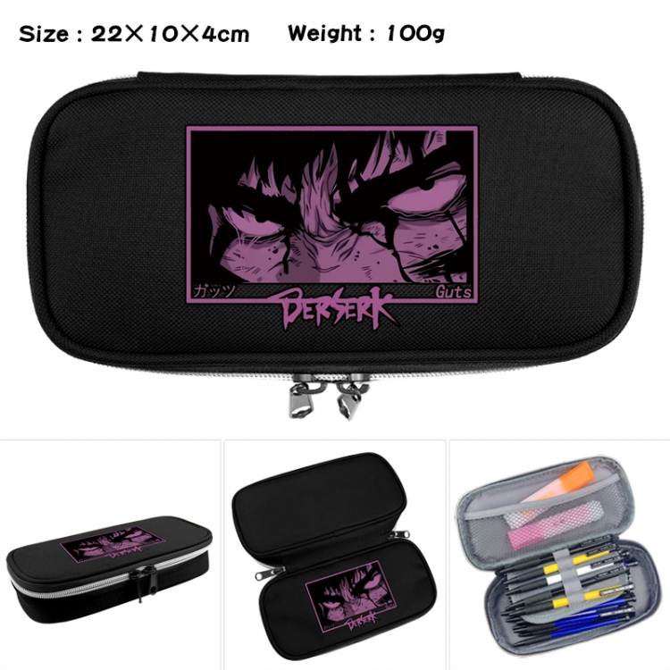 Berserk Anime Waterproof canvas zipper clamshell pencil case pencil case 22x10x4cm