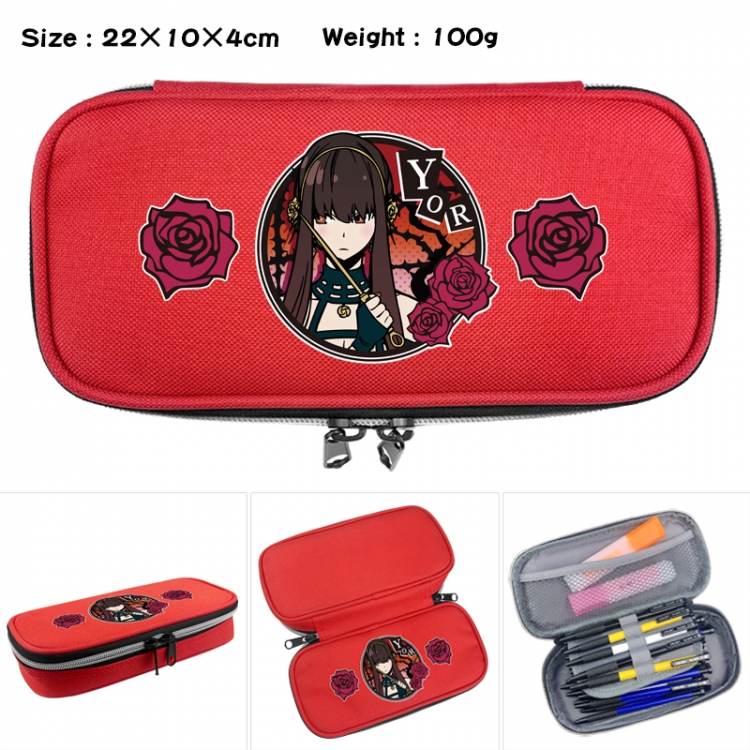 SPY×FAMILY Anime Waterproof canvas zipper clamshell pencil case pencil case 22x10x4cm