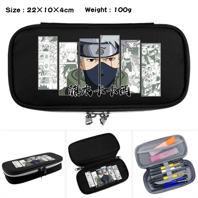 Naruto Anime Waterproof canvas zipper clamshell pencil case pencil case 22x10x4cm