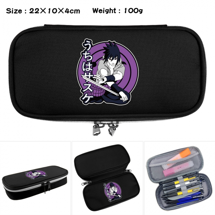 Naruto Anime Waterproof canvas zipper clamshell pencil case pencil case 22x10x4cm