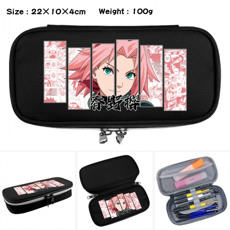 Naruto Anime Waterproof canvas zipper clamshell pencil case pencil case 22x10x4cm