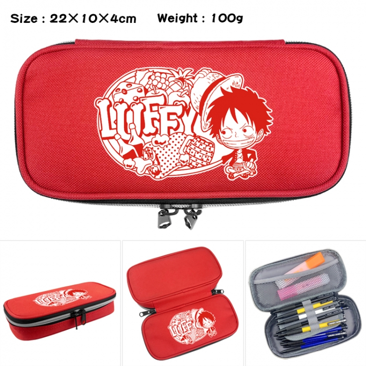 One Piece Anime Waterproof canvas zipper clamshell pencil case pencil case 22x10x4cm