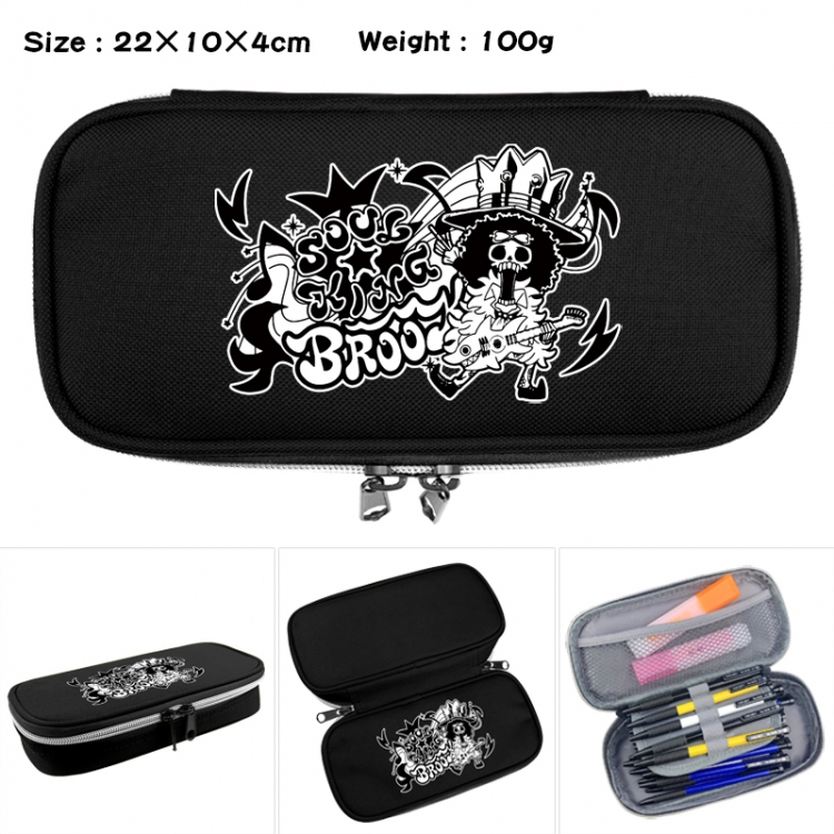 One Piece Anime Waterproof canvas zipper clamshell pencil case pencil case 22x10x4cm