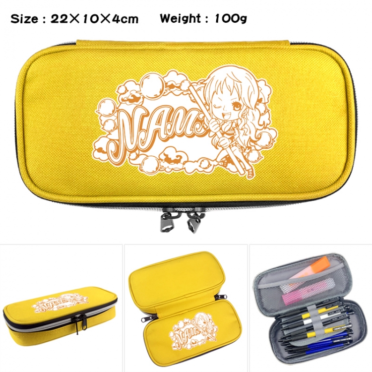 One Piece Anime Waterproof canvas zipper clamshell pencil case pencil case 22x10x4cm