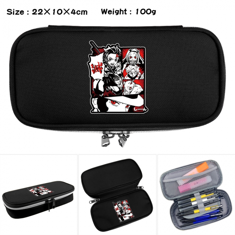 Demon Slayer Kimets Anime Waterproof canvas zipper clamshell pencil case pencil case 22x10x4cm