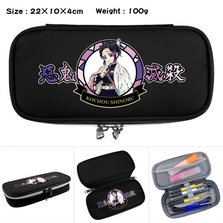 Demon Slayer Kimets Anime Waterproof canvas zipper clamshell pencil case pencil case 22x10x4cm