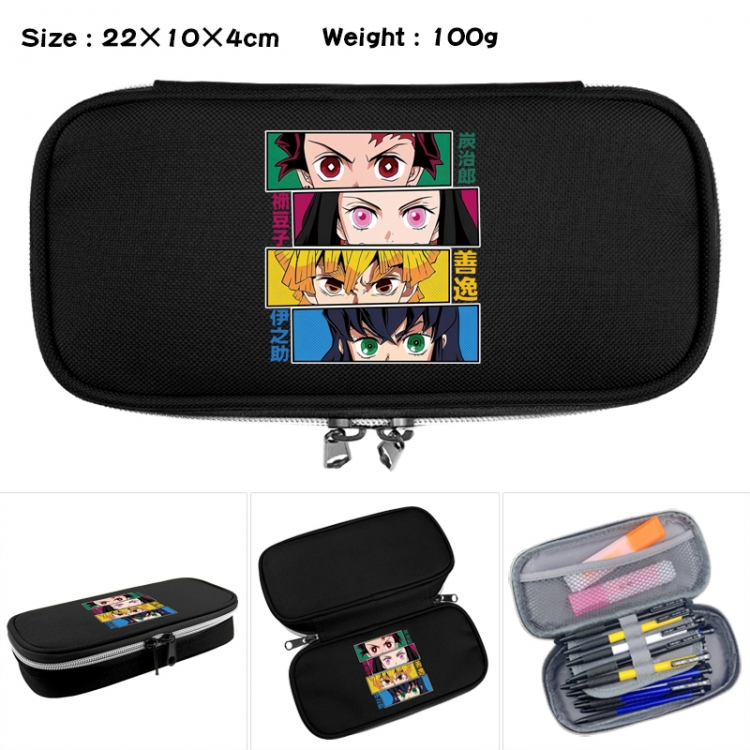 Demon Slayer Kimets Anime Waterproof canvas zipper clamshell pencil case pencil case 22x10x4cm