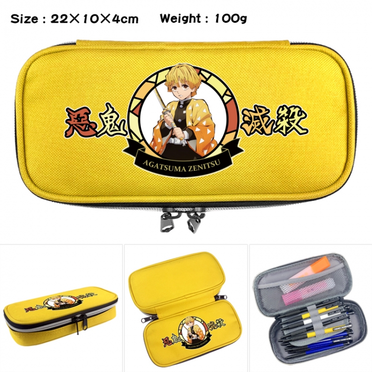 Demon Slayer Kimets Anime Waterproof canvas zipper clamshell pencil case pencil case 22x10x4cm