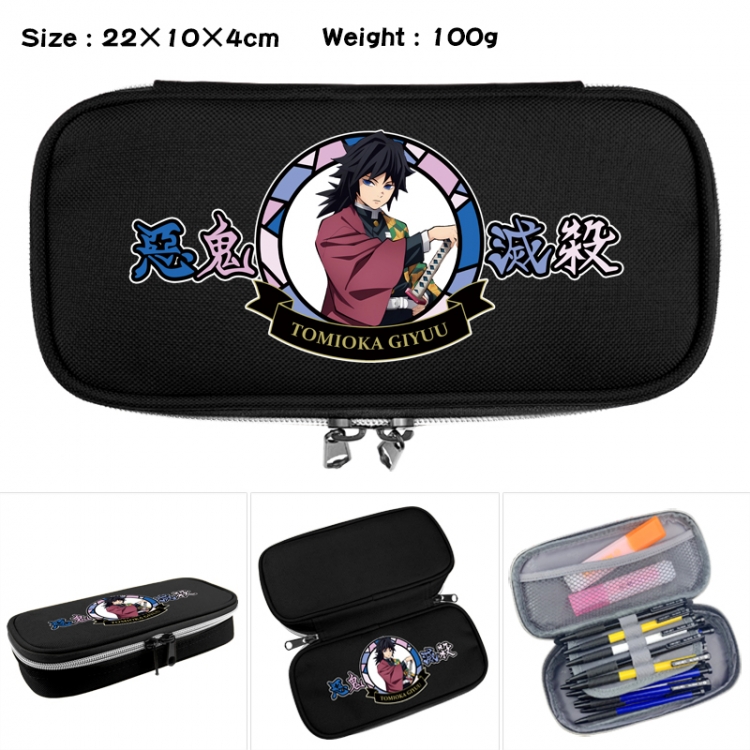 Demon Slayer Kimets Anime Waterproof canvas zipper clamshell pencil case pencil case 22x10x4cm