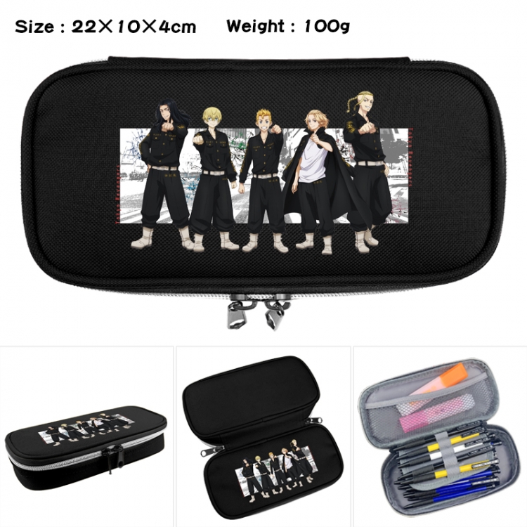 Tokyo Revengers Anime Waterproof canvas zipper clamshell pencil case pencil case 22x10x4cm