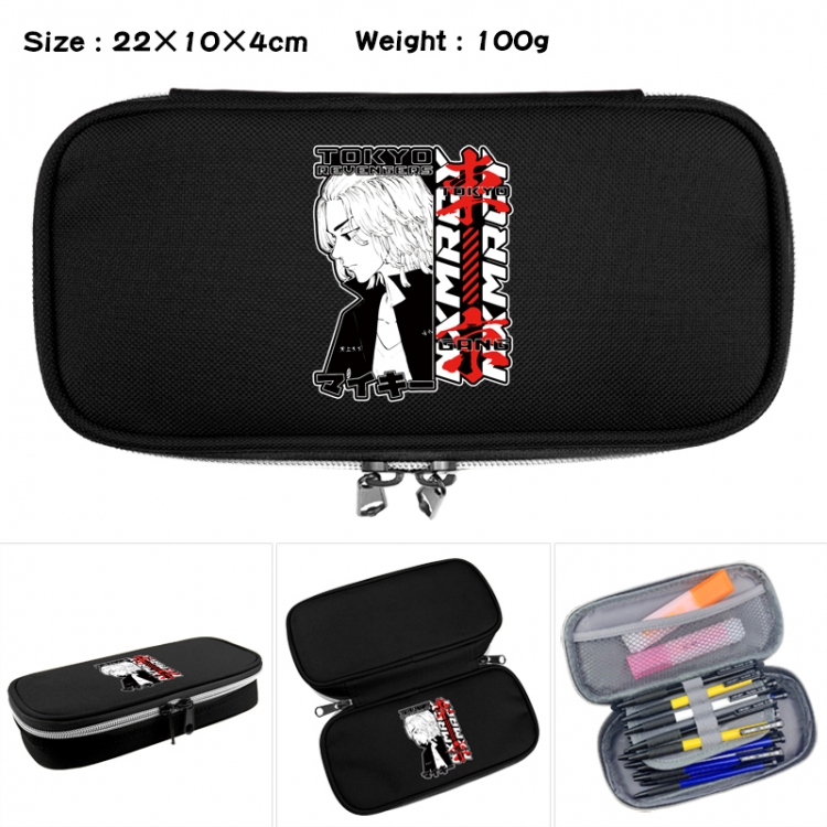 Tokyo Revengers Anime Waterproof canvas zipper clamshell pencil case pencil case 22x10x4cm