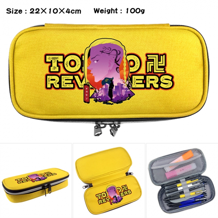 Tokyo Revengers Anime Waterproof canvas zipper clamshell pencil case pencil case 22x10x4cm