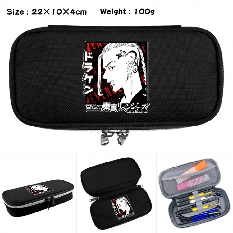 Tokyo Revengers Anime Waterproof canvas zipper clamshell pencil case pencil case 22x10x4cm