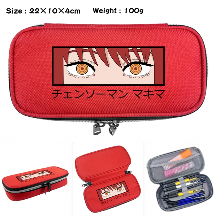 Chainsawman Anime Waterproof canvas zipper clamshell pencil case pencil case 22x10x4cm