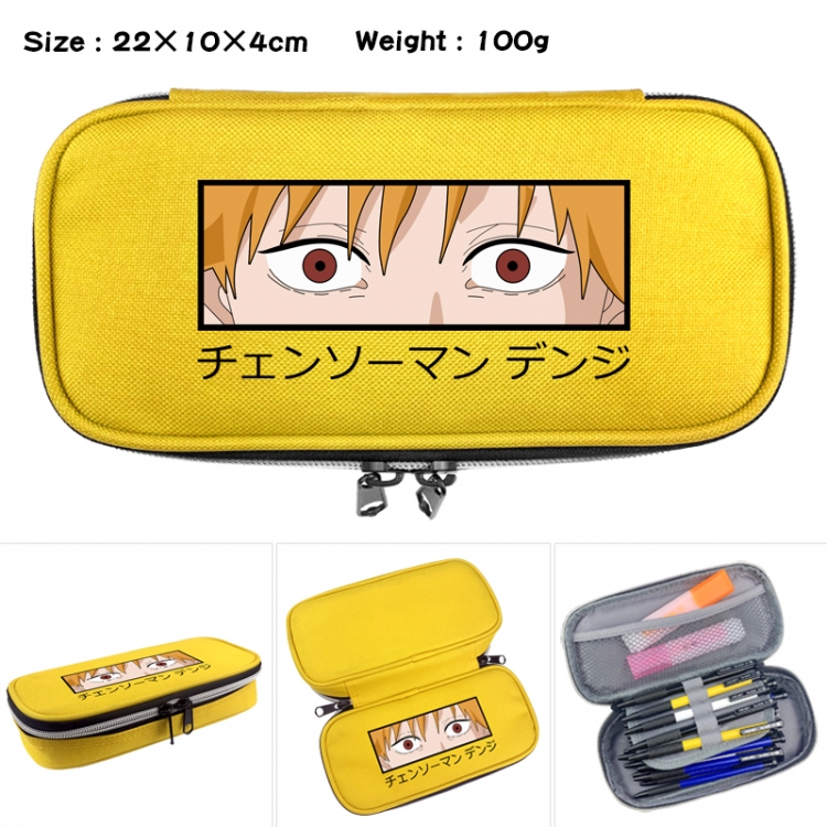 Chainsawman Anime Waterproof canvas zipper clamshell pencil case pencil case 22x10x4cm