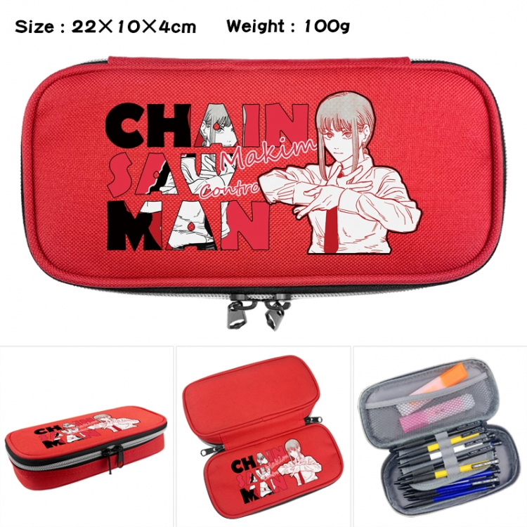 Chainsawman Anime Waterproof canvas zipper clamshell pencil case pencil case 22x10x4cm