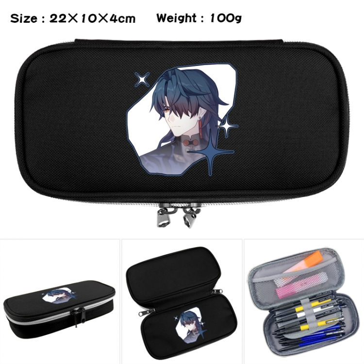 Honkai: Star Rail Anime Waterproof canvas zipper clamshell pencil case pencil case 22x10x4cm