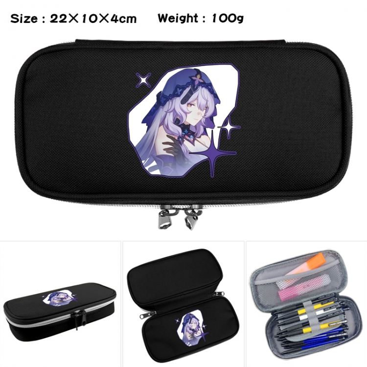 Honkai: Star Rail Anime Waterproof canvas zipper clamshell pencil case pencil case 22x10x4cm