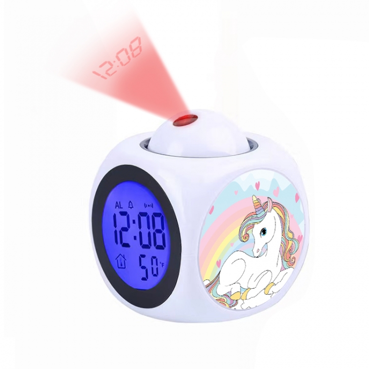 Unicorn Anime projection alarm clock electronic clock 8x8x10cm