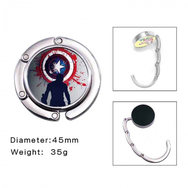 Captain America Anime folding bag hanger table edge bag hook 45mm
