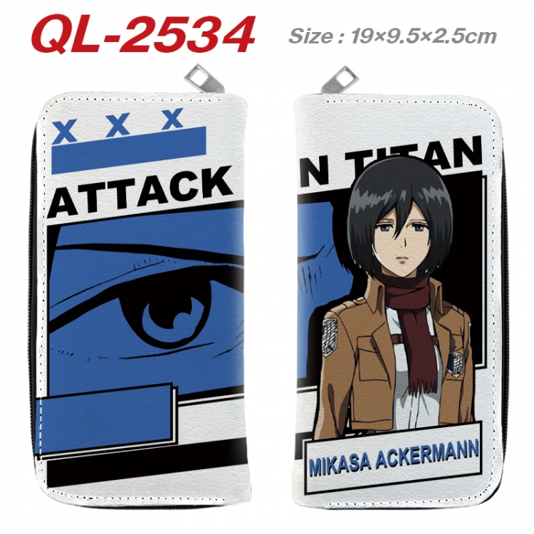Shingeki no Kyojin Anime peripheral PU leather full-color long zippered wallet 19.5x9.5x2.5cm