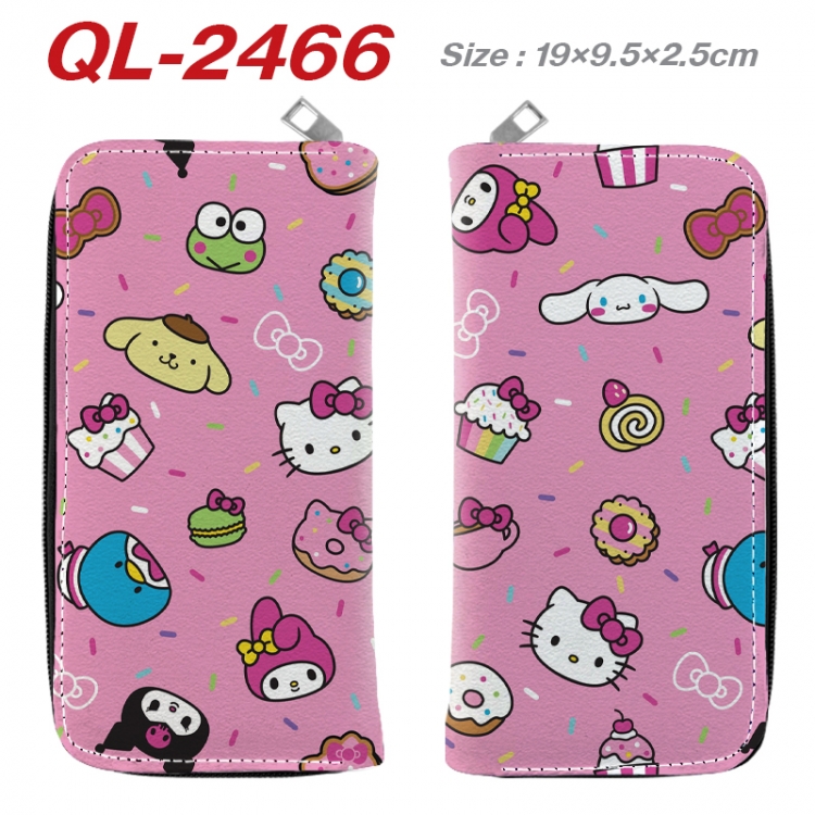sanrio Anime peripheral PU leather full-color long zippered wallet 19.5x9.5x2.5cm