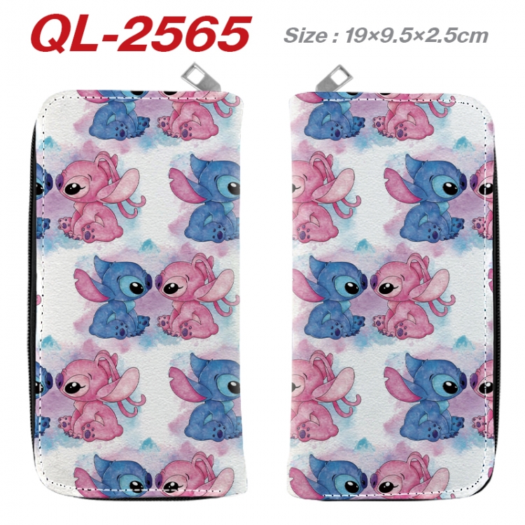 Lilo & Stitch Anime peripheral PU leather full-color long zippered wallet 19.5x9.5x2.5cm