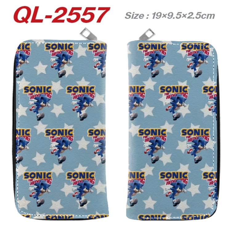 Sonic The Hedgehog Anime peripheral PU leather full-color long zippered wallet 19.5x9.5x2.5cm
