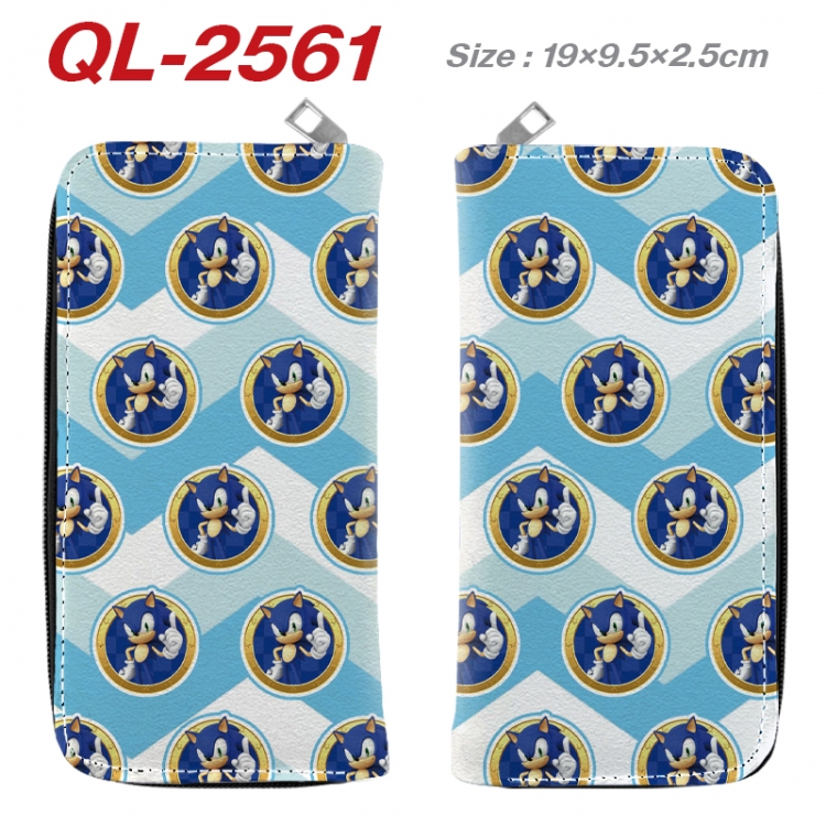 Sonic The Hedgehog Anime peripheral PU leather full-color long zippered wallet 19.5x9.5x2.5cm