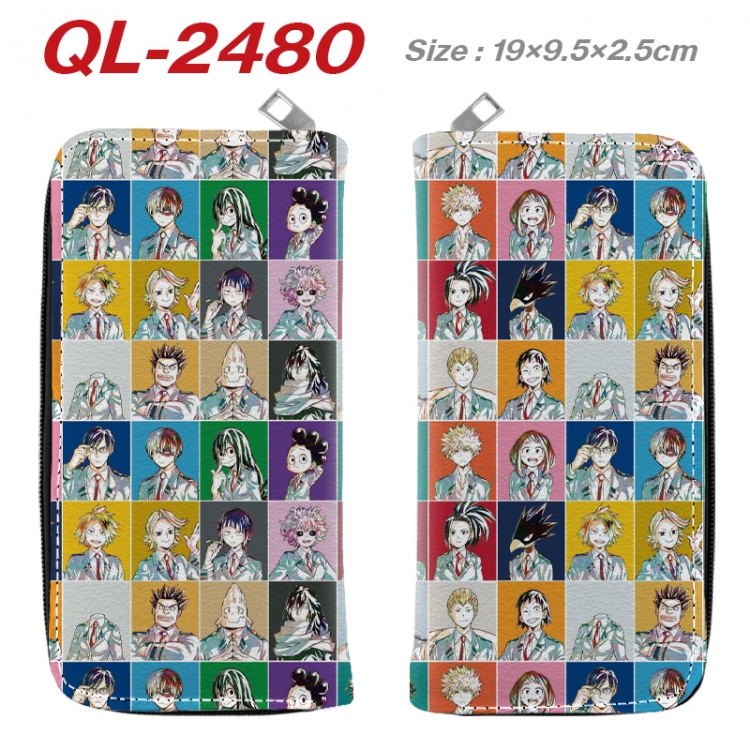 My Hero Academia Anime peripheral PU leather full-color long zippered wallet 19.5x9.5x2.5cm