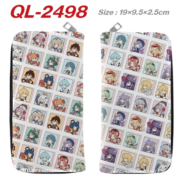 Genshin Impact Anime peripheral PU leather full-color long zippered wallet 19.5x9.5x2.5cm