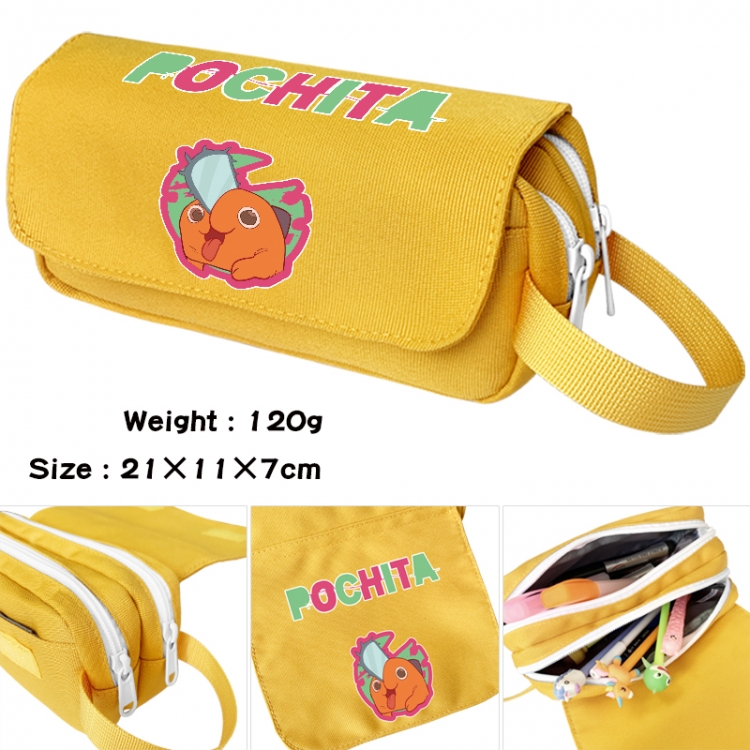 Chainsawman Anime waterproof canvas portable double-layer pencil bag cosmetic bag 21x11x7cm