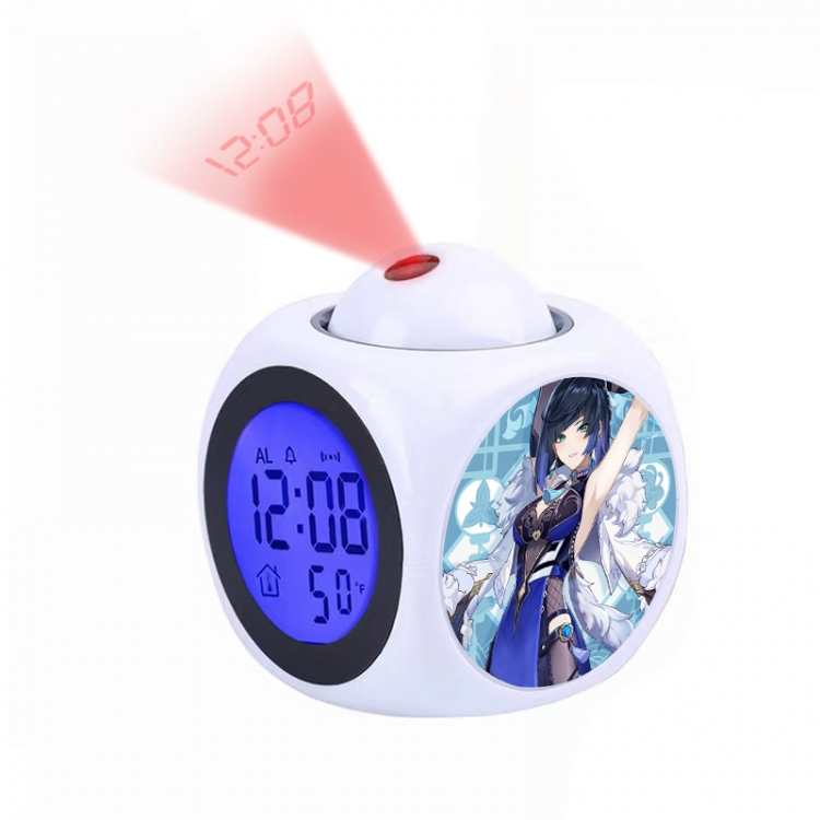 Genshin Impact Anime projection alarm clock electronic clock 8x8x10cm