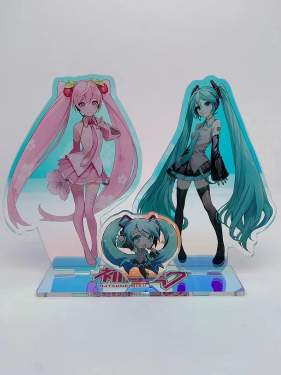 Hatsune Miku Sandwich acrylic rainbow effect triple insertion acrylic Standing Plates 15cm 15cm 6cm