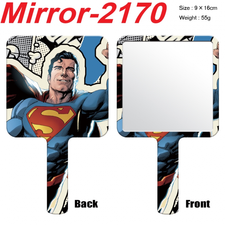 Superheroes Anime peripheral UV printing handle small mirror portable makeup mirror 9x16cm