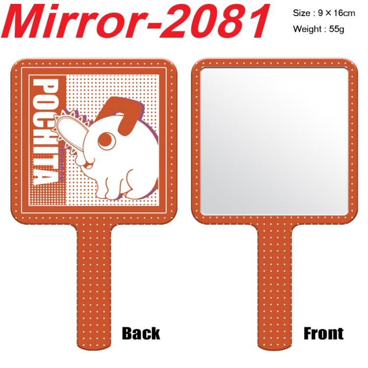 Chainsawman Anime peripheral UV printing handle small mirror portable makeup mirror 9x16cm