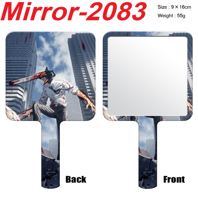 Chainsawman Anime peripheral UV printing handle small mirror portable makeup mirror 9x16cm