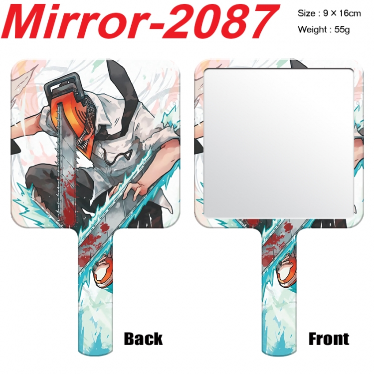 Chainsawman Anime peripheral UV printing handle small mirror portable makeup mirror 9x16cm